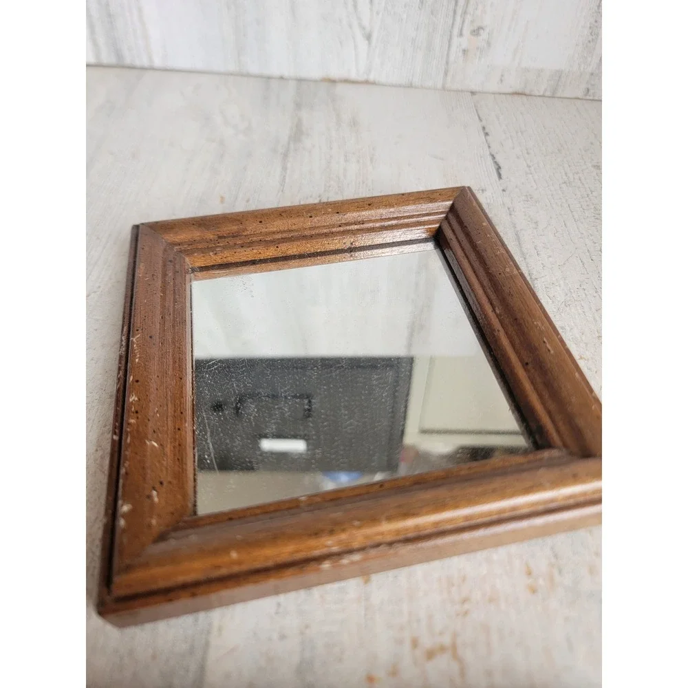 Mini vintage framed mirror wall hanging home decor set unique brown figure